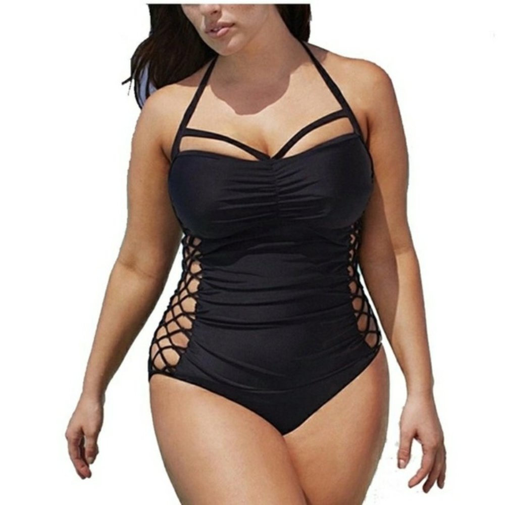 Black Plus Size Monokini, size 1x or 2x